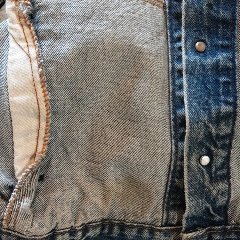 Levis VINTAGE Denim 70506 0216 Trucker Jacket Little e Distressed Made USA 44 - Picture 11 of 11